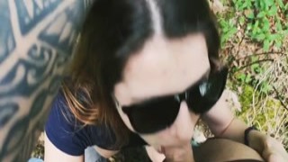 BabbyLittle - slobbery blowjob in the forest to an unknown guy