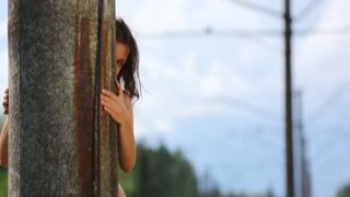 Audrey on the railroad track